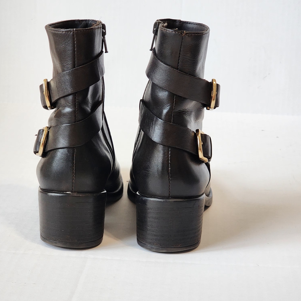 Emanuele Crasto Italy 38/7 Brown Soft Leather Biker Moto Combat Boots Edgy comfy - Picture 3 of 8